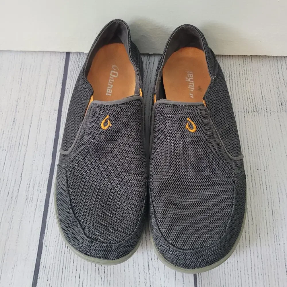 OluKai Size 8	Nohea Mesh Men's Slip On Sneakers Lightweight Breathable‎ Gray